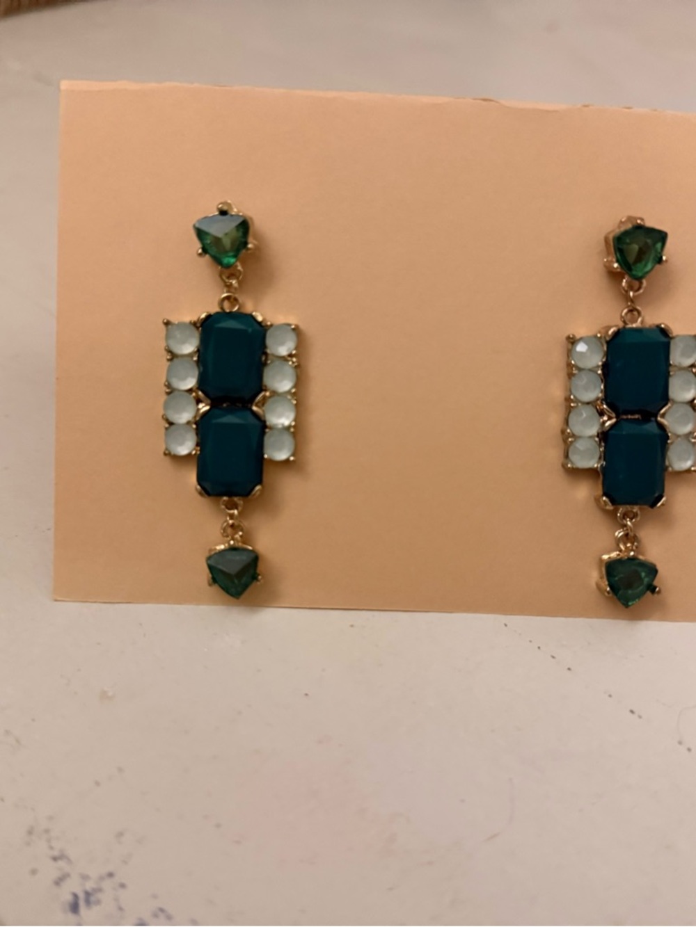 Gold-Tone Teal & Mint Drop Statement Earrings - Women Jewelry